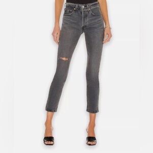 Levi’s 501 High Rise Cropped Skinny Distressed Jeans